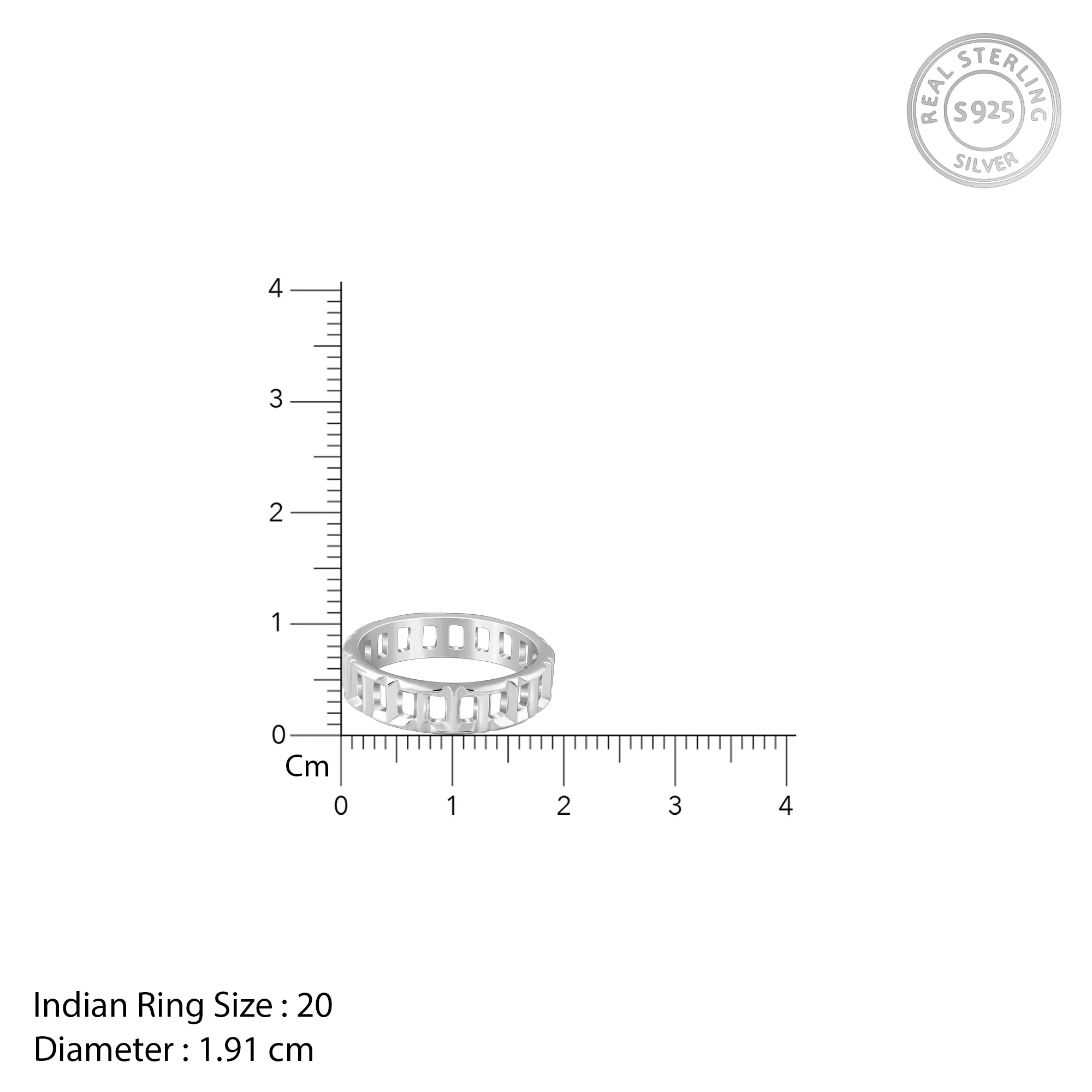 Silver Windowpane Ring For Him - Image 5