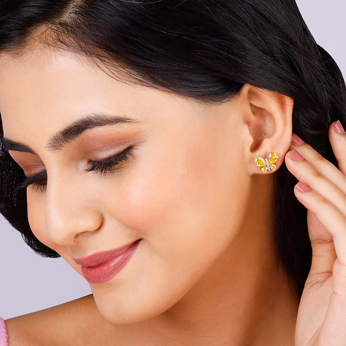 Silver Winged Bling Earrings - Image 3
