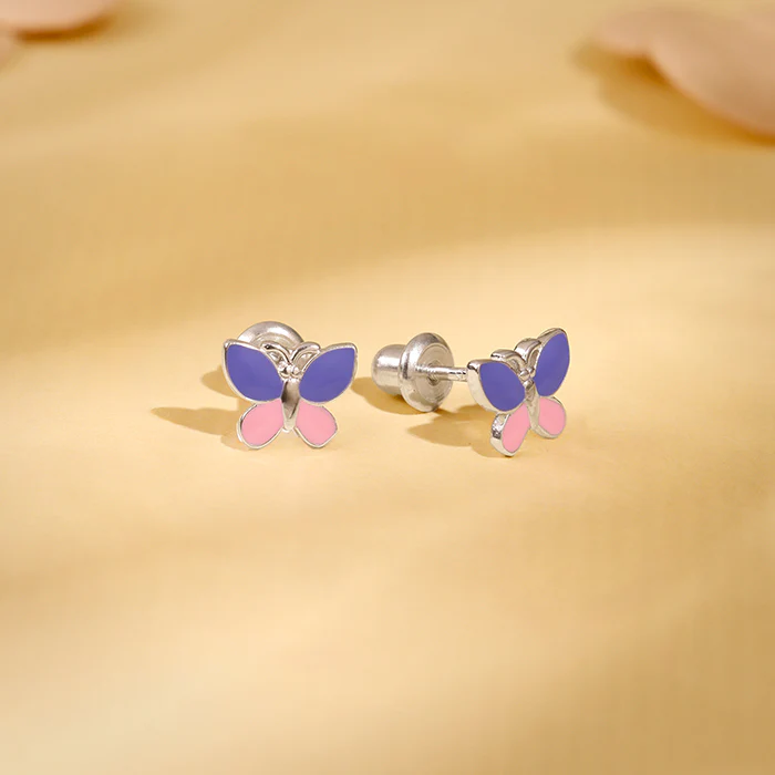 Silver Winglet Kids Stud Earrings - Image 2