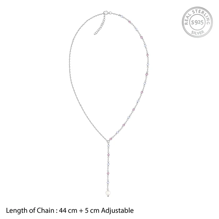 Silver Winona Pearl Lariat Necklace - Image 4