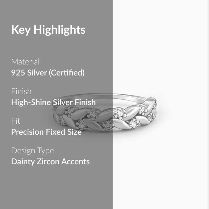 Silver Woven Leaf Ring - Image 2