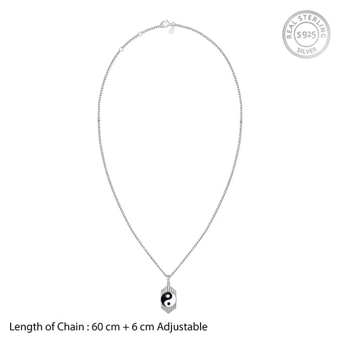 Silver Yin Yang Pendant With Link Chain For Him - Image 6