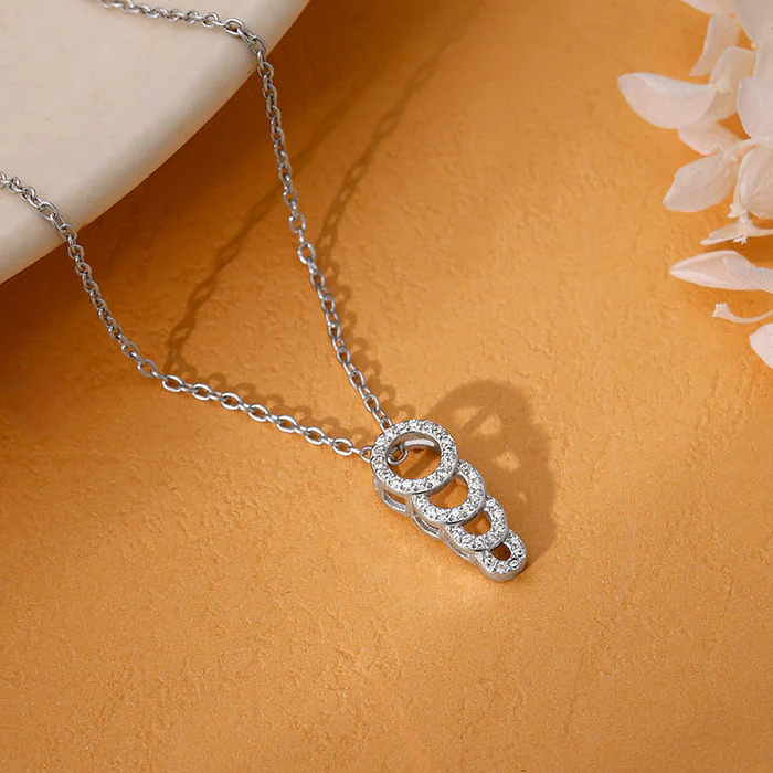 Silver Radiant Circle Pendant With Link Chain - Image 2