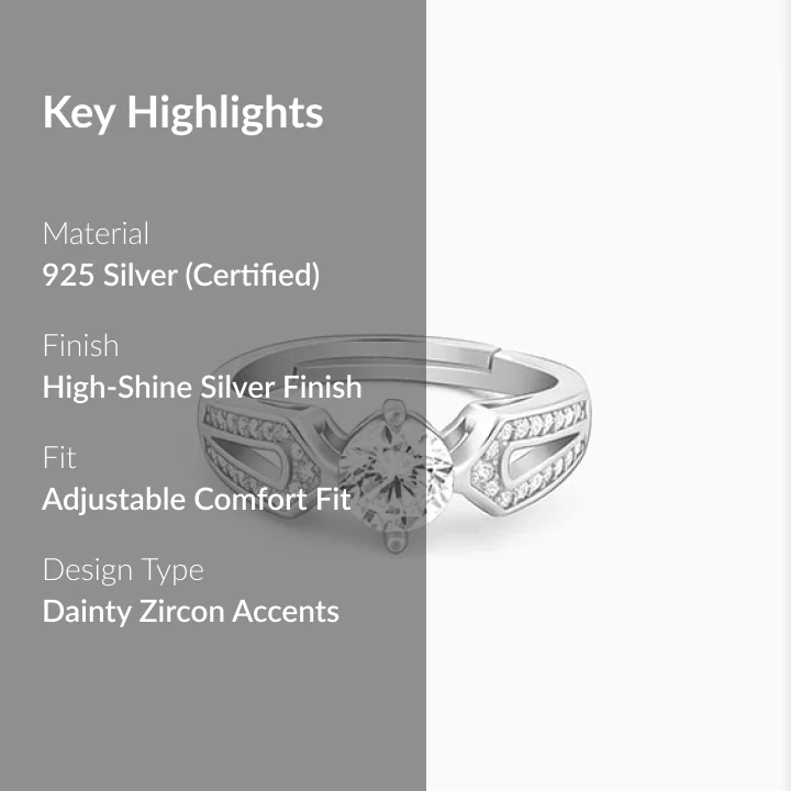Silver Zircon Elegant Loop Ring - Image 2