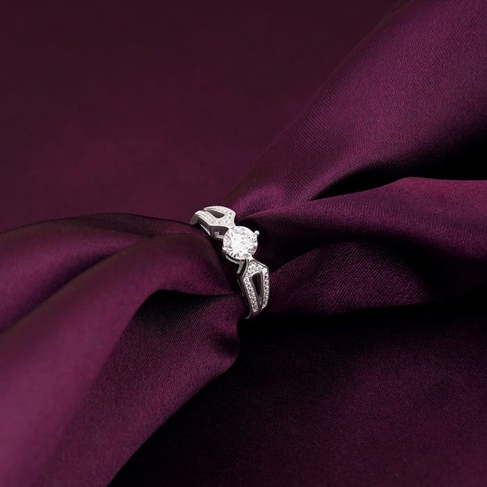 Silver Zircon Elegant Loop Ring - Image 3