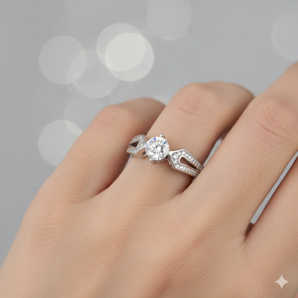 Silver Zircon Elegant Loop Ring - Image 7