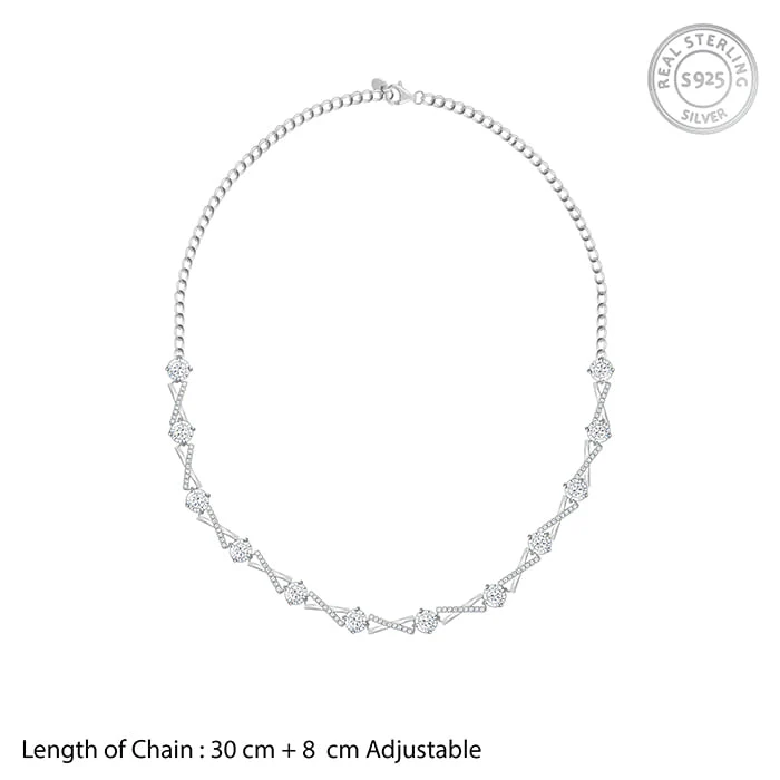 Silver Zircon Excess Necklace - Image 4