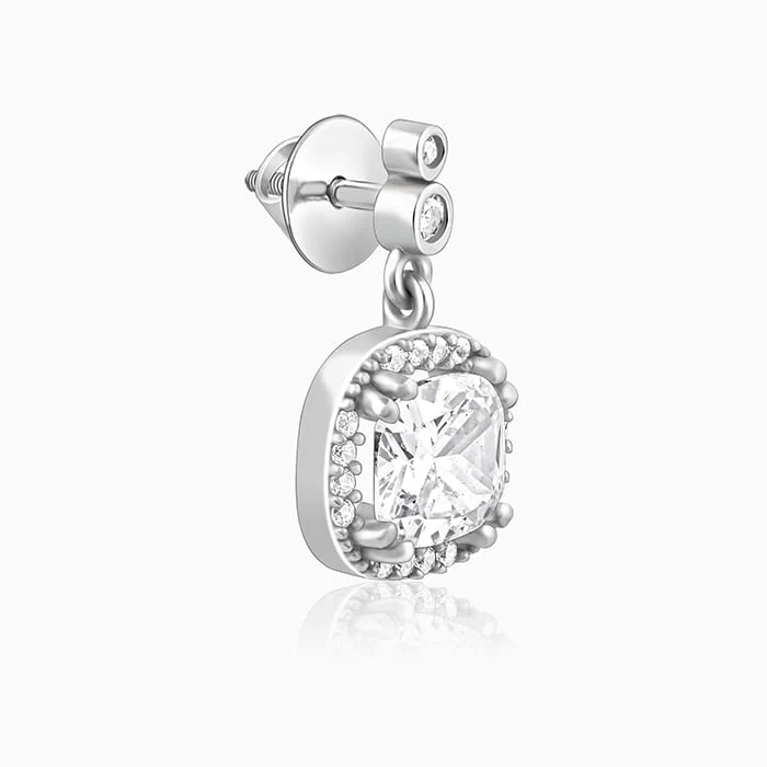 Silver Zircon Halo Earrings - Image 4