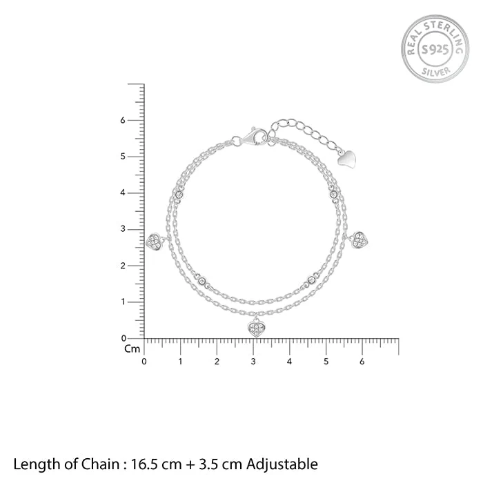 Silver Zircon Heart Charm Bracelet - Image 4