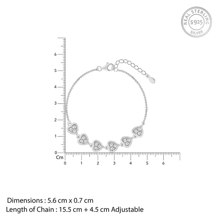 Silver Zircon Heart String Bracelet - Image 4