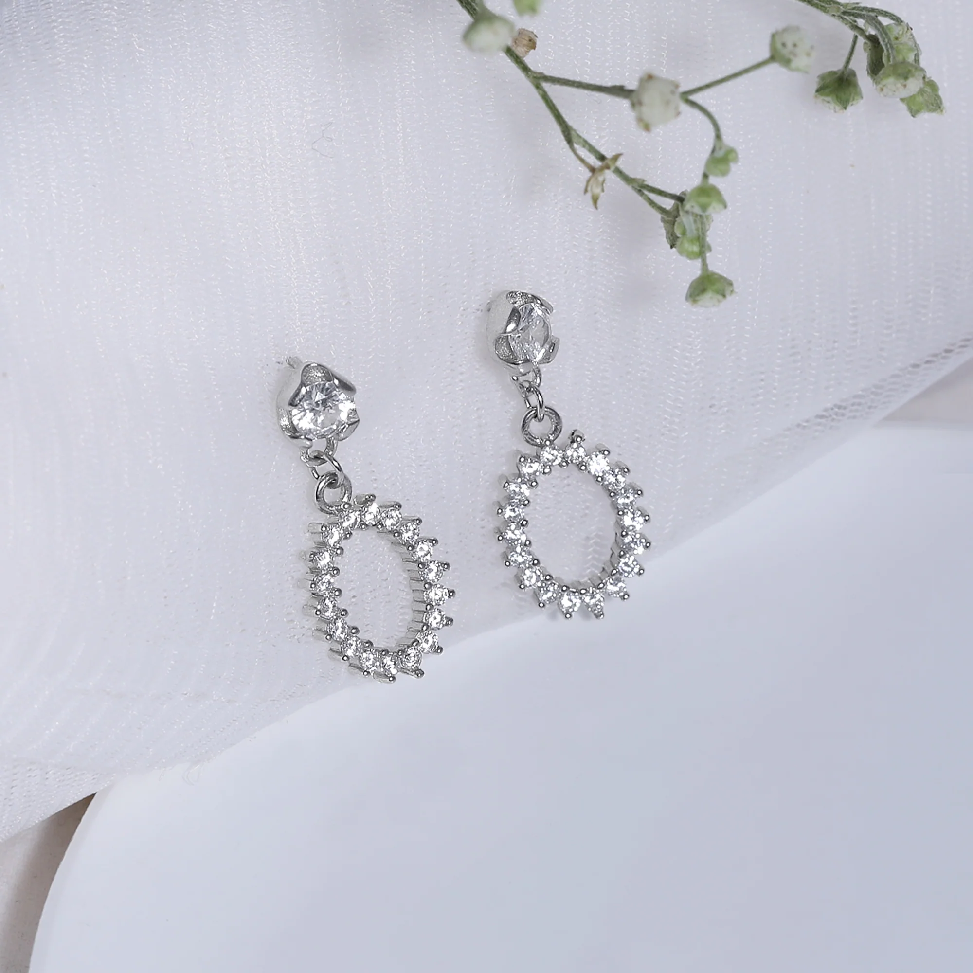 Silver Hollow Zircon Drop Studs - Image 2