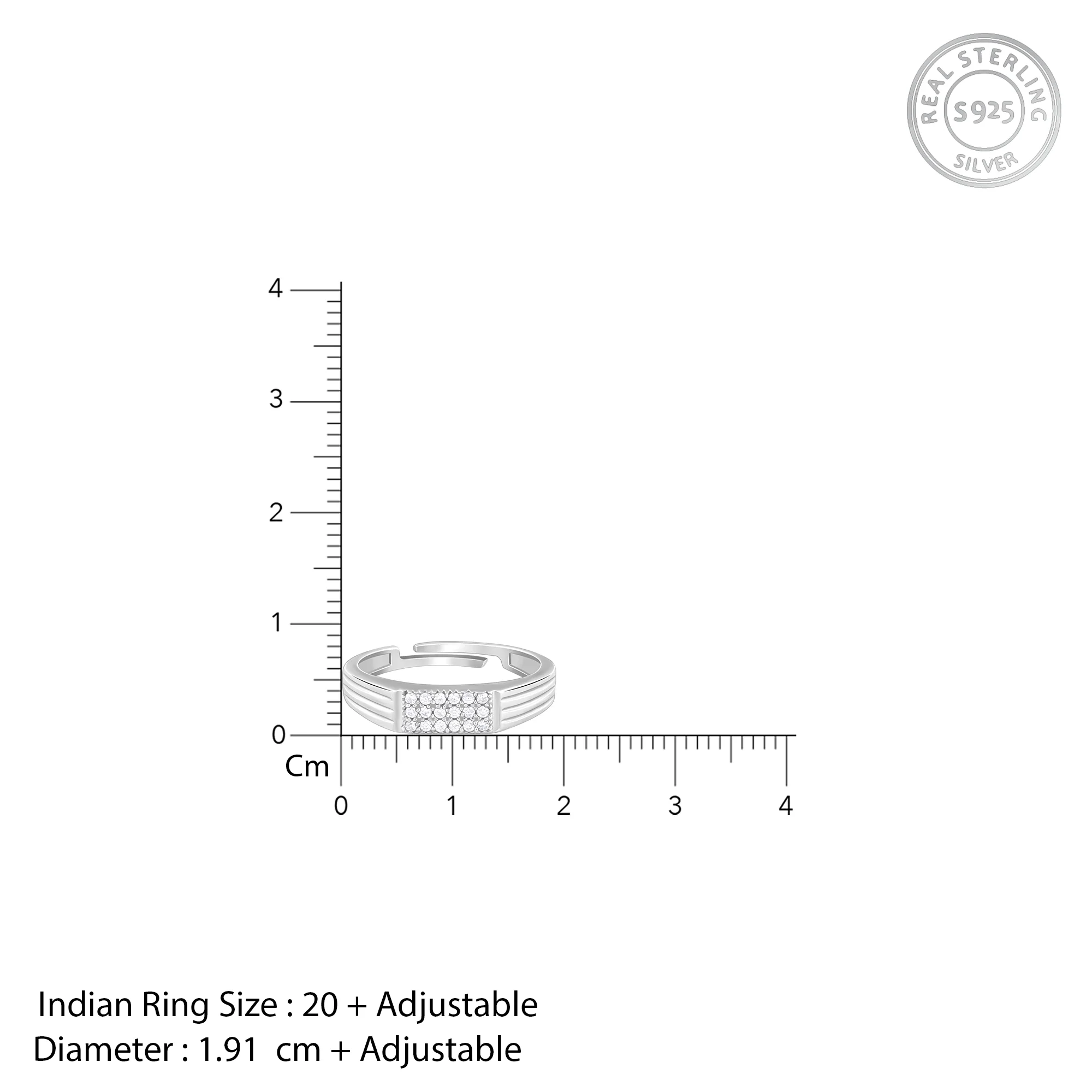 Silver Zircon Rectangle Ring For Him - Image 6