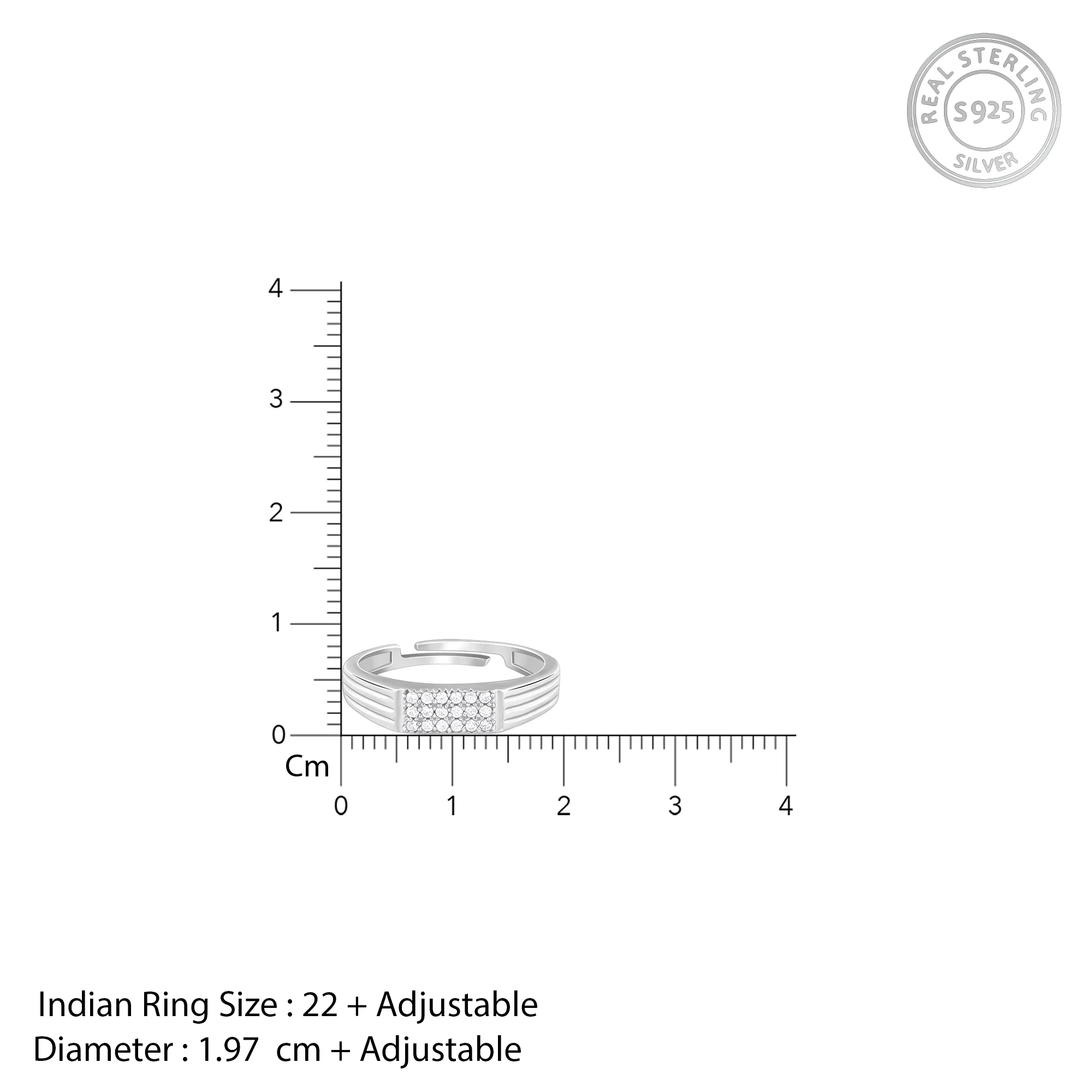Silver Zircon Rectangle Ring For Him - Image 7