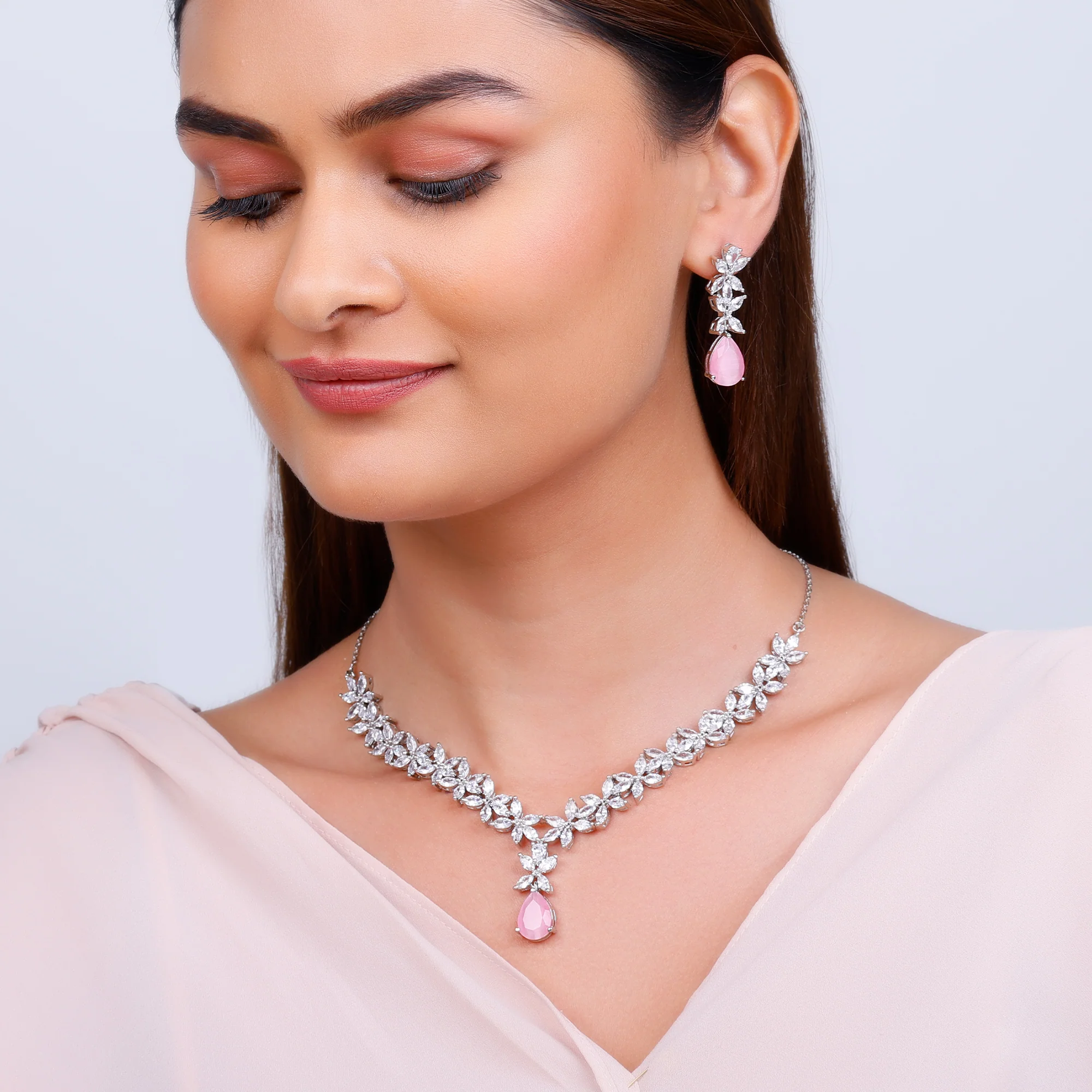 Silver Zircon Studded Magical Drop Set - Image 3