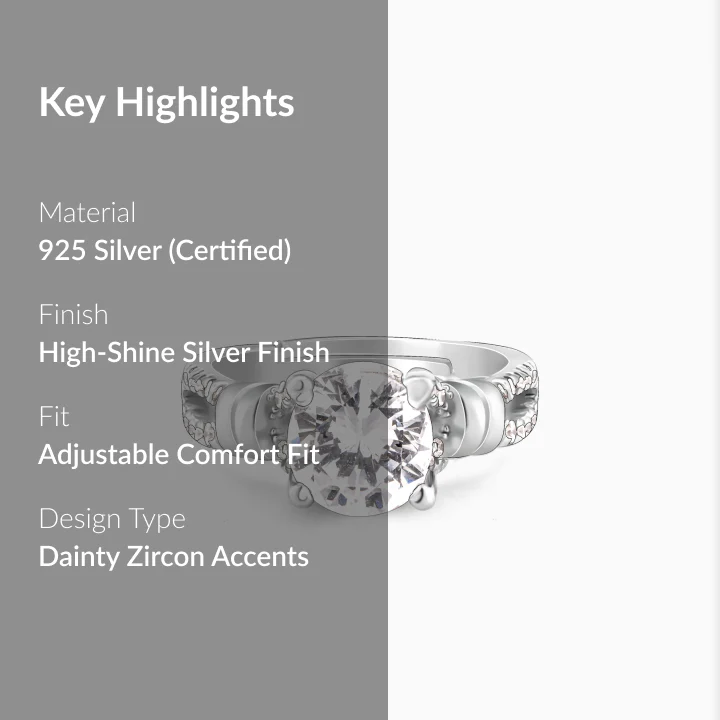 Silver Zircon Studded Ring - Image 2