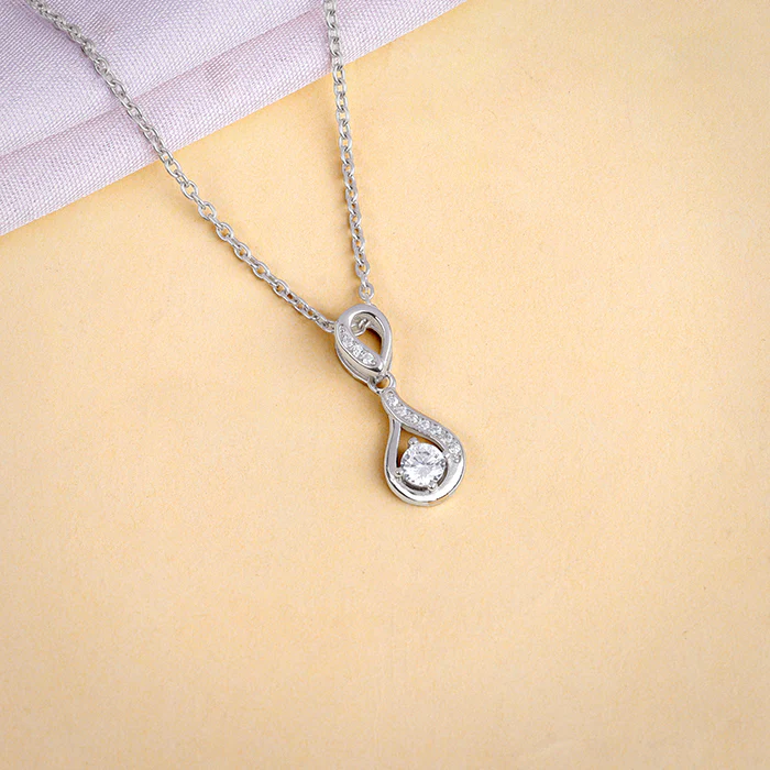 Silver Zircon Twist Necklace - Image 2