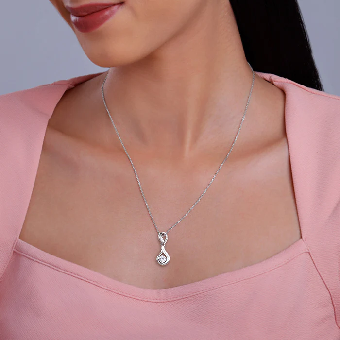 Silver Zircon Twist Necklace - Image 3