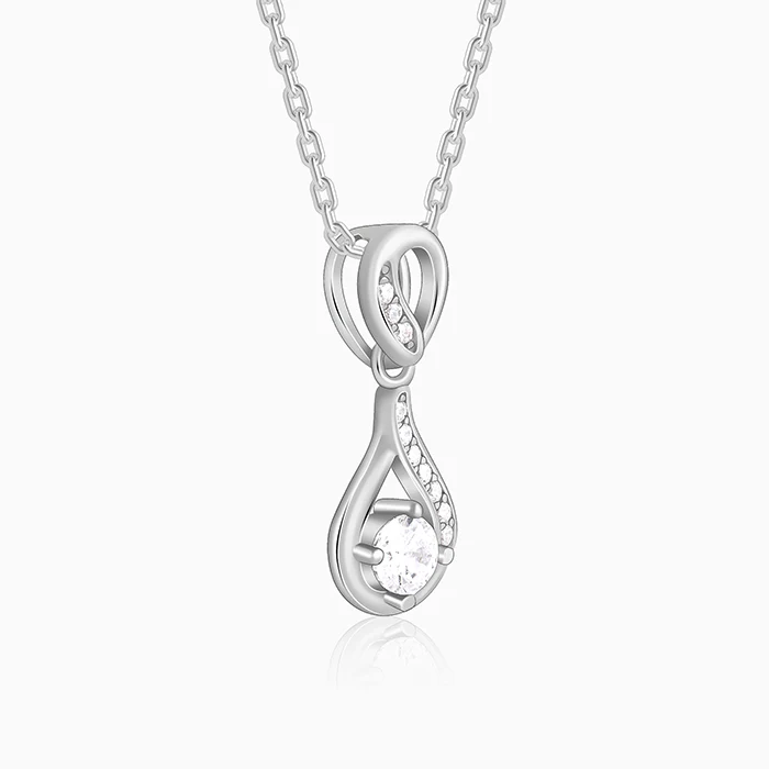 Silver Zircon Twist Necklace - Image 4