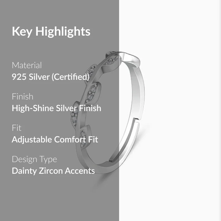 Silver Zircon Vine Shine Ring - Image 2