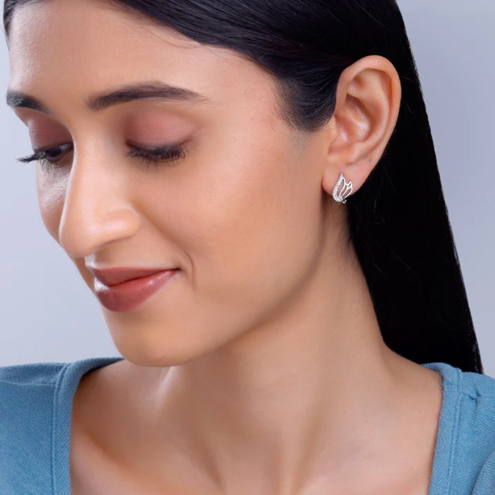Silver Zircon Winged Earrings - Image 3