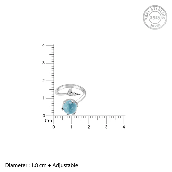 Silver Gleaming Blue Fish Tail Ring - Image 6