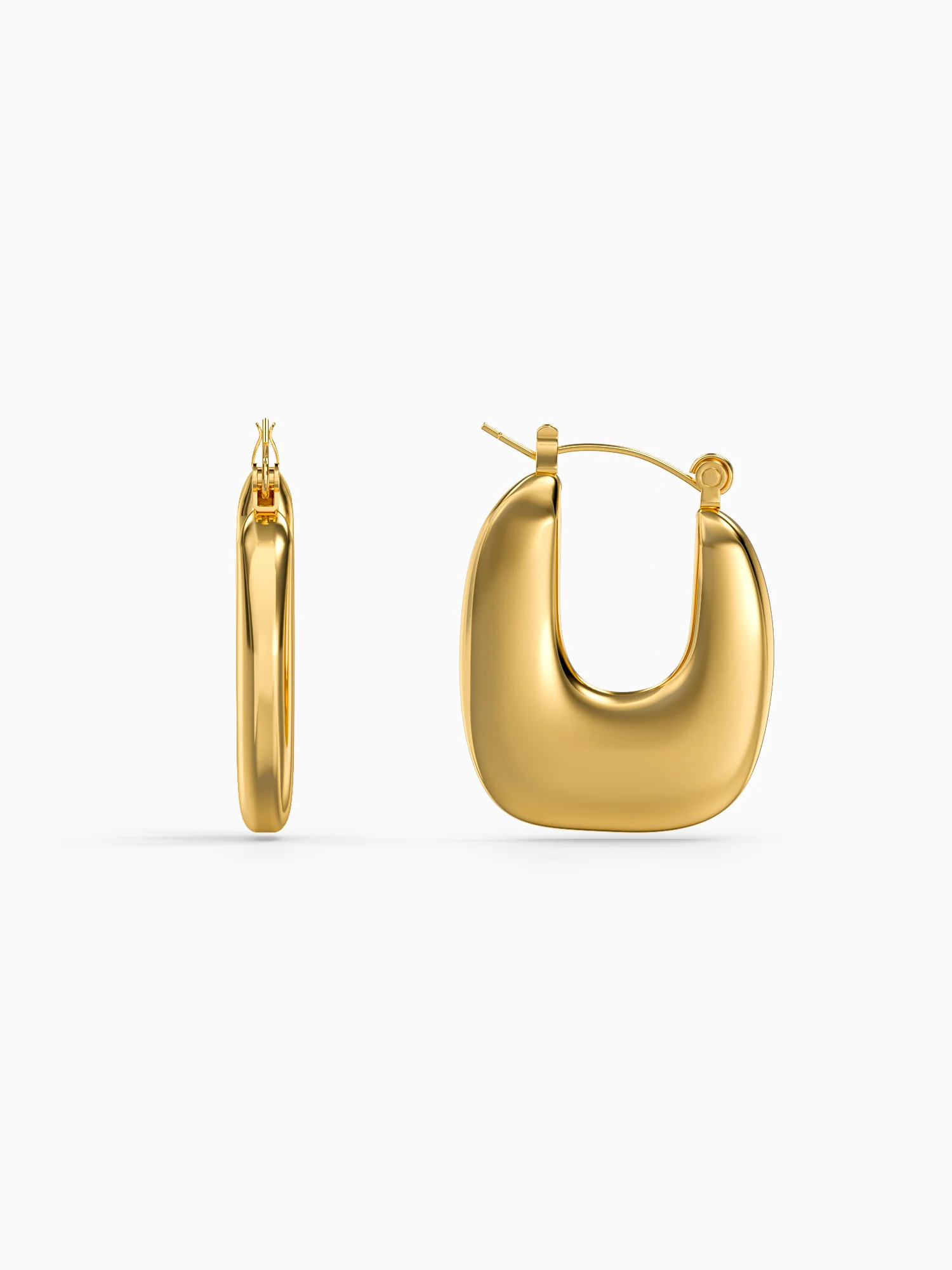 Sleek Curve Gold Plated Hoop Earrings - Image 5