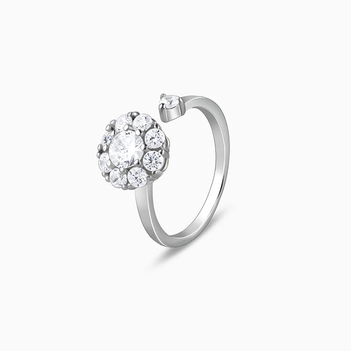 Silver Flower Twist Ring - Image 4
