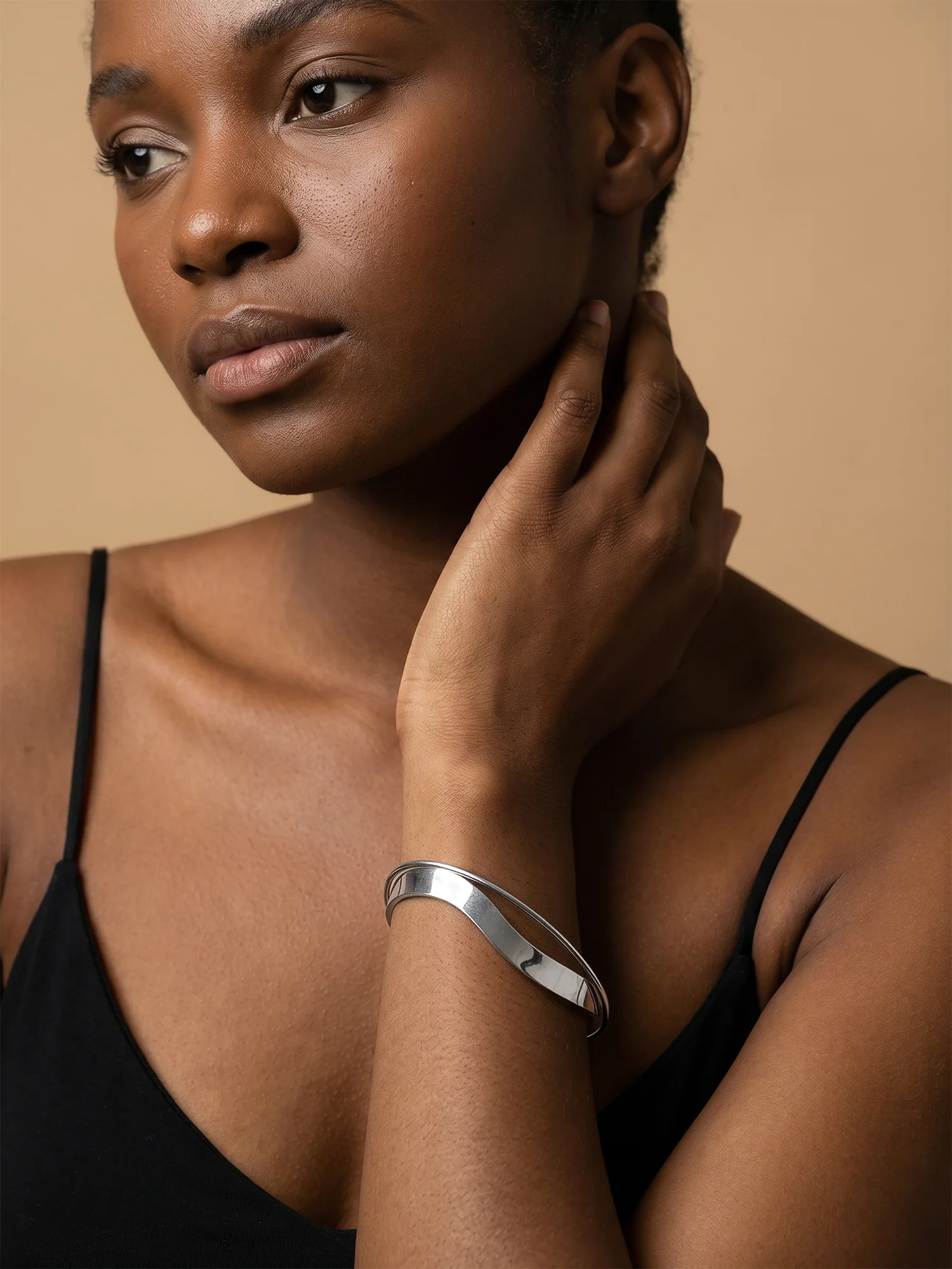 Spin Rhodium Plated Cuff Bracelet - Image 3