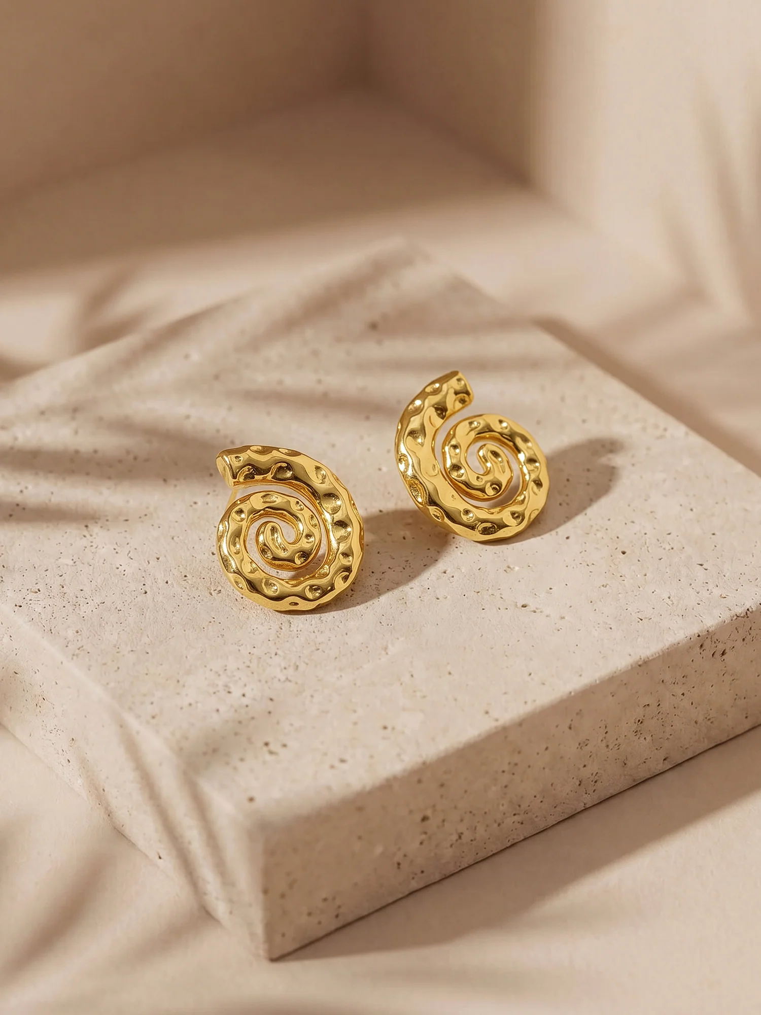 Spiral Crush Gold Plated Earrings - Image 2
