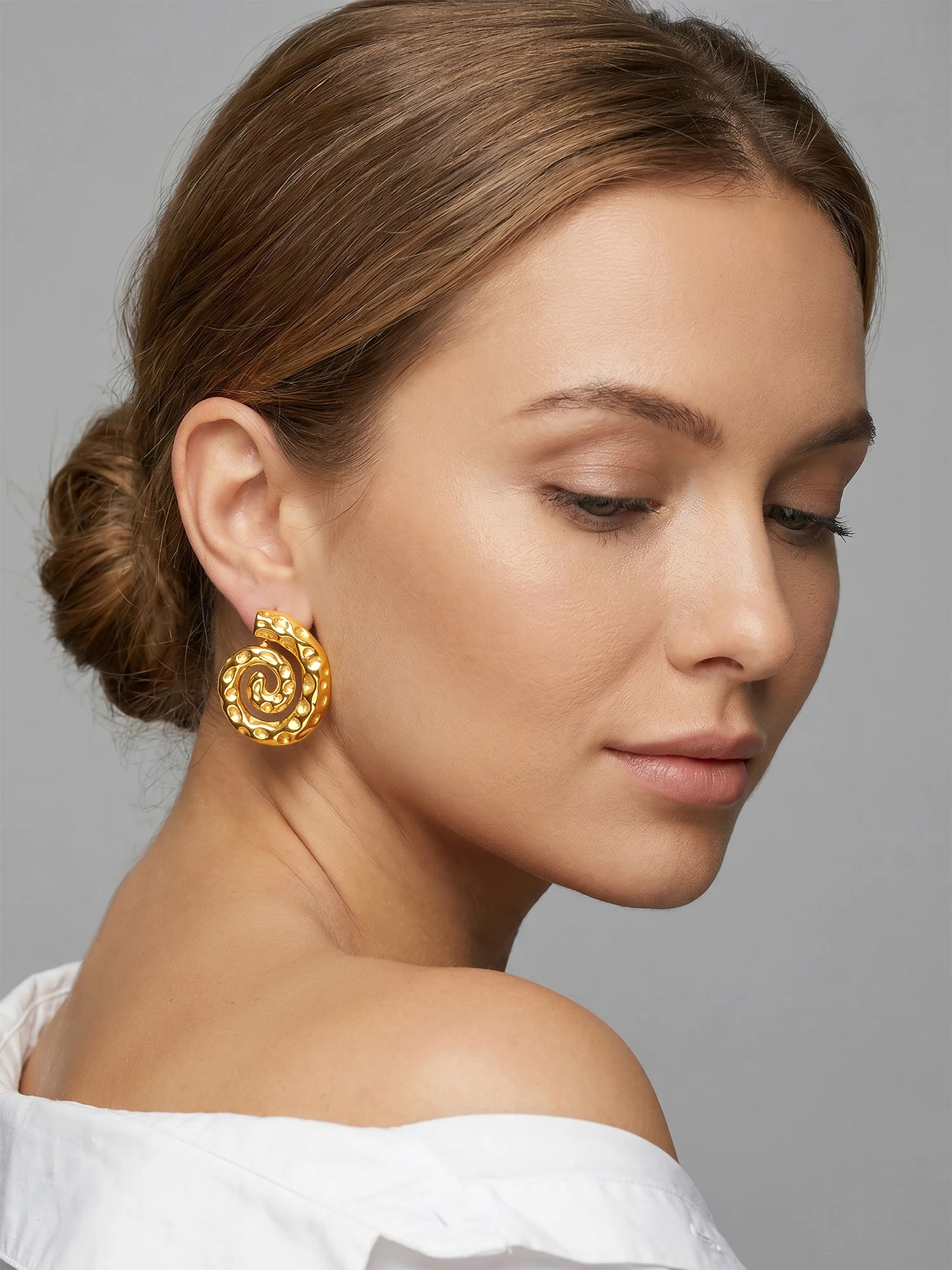 Spiral Crush Gold Plated Earrings - Image 3