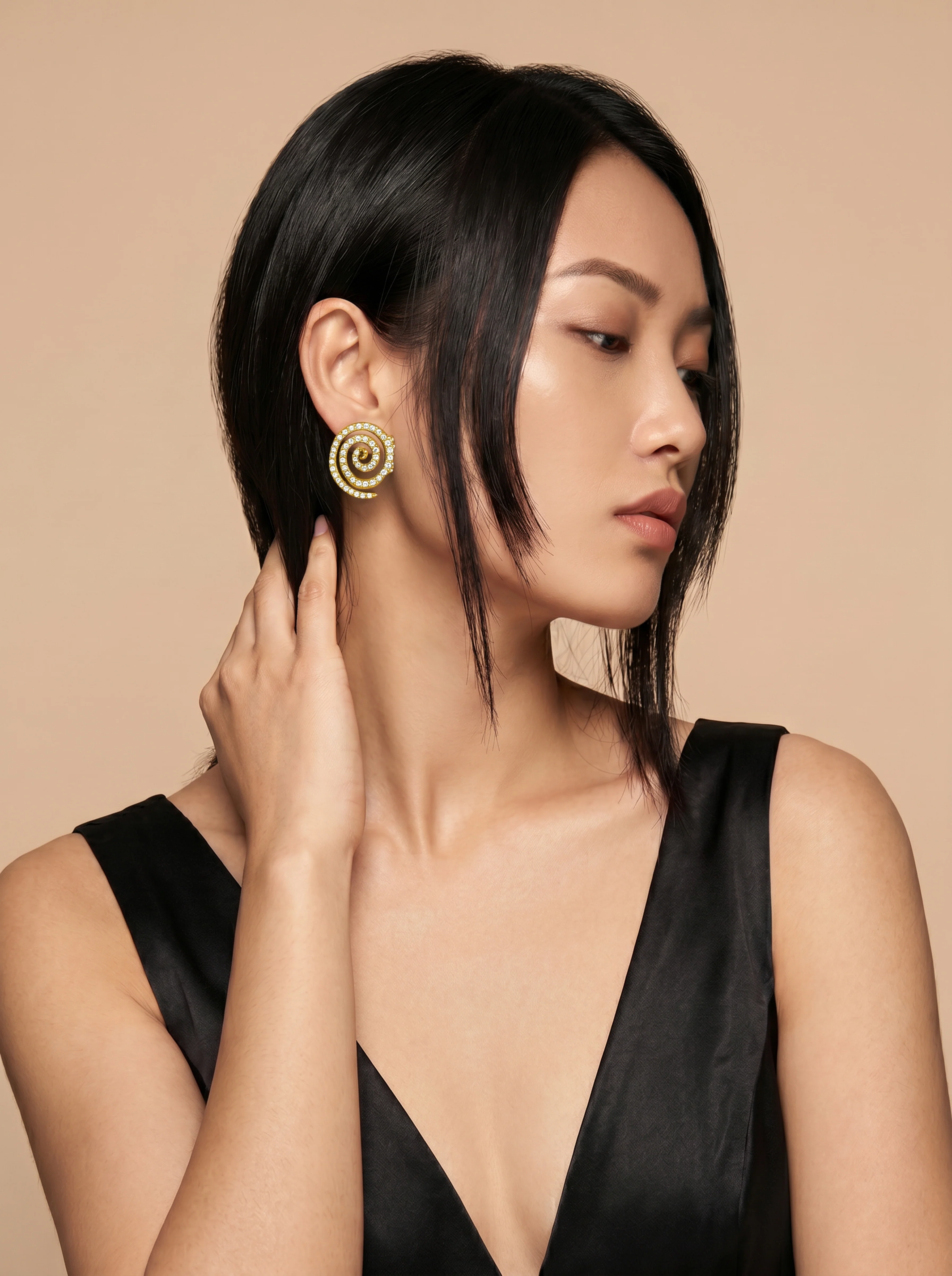 Spiral Glow Gold Plated Earrings - Image 3