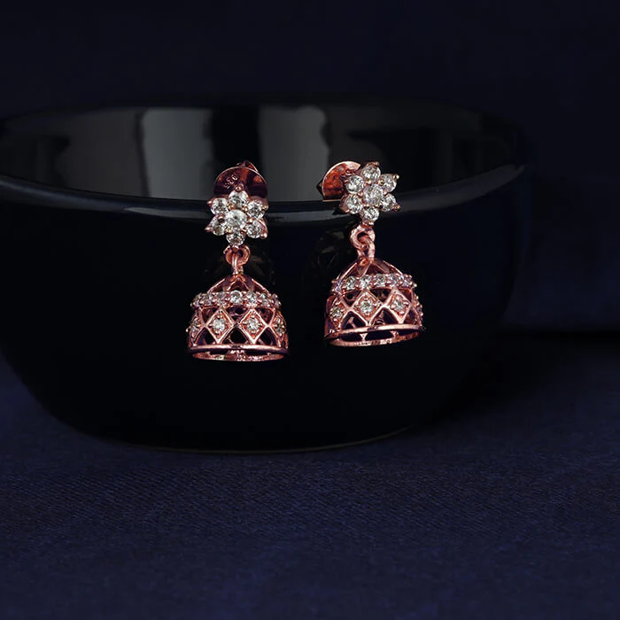 Rose Gold Zircon Jhumki - Image 2