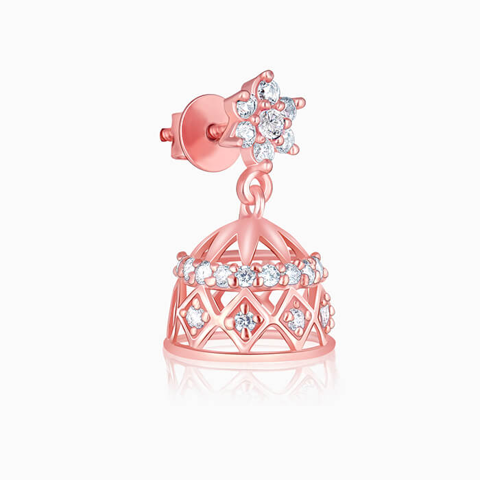 Rose Gold Zircon Jhumki - Image 4