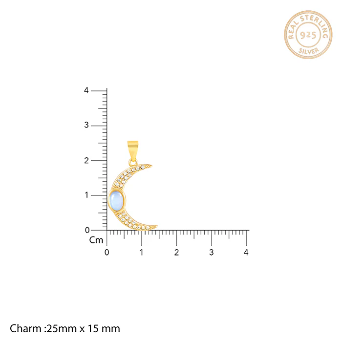Golden Zircon Moon Pendant With Link Chain - Image 6