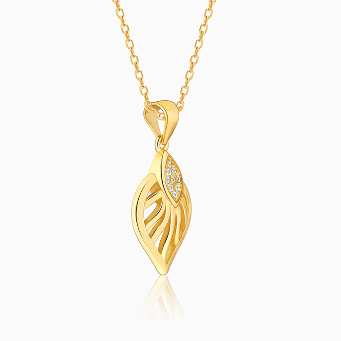 Golden Sun Leaf Pendant With Link Chain - Image 4
