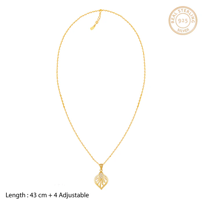 Golden Sun Leaf Pendant With Link Chain - Image 5