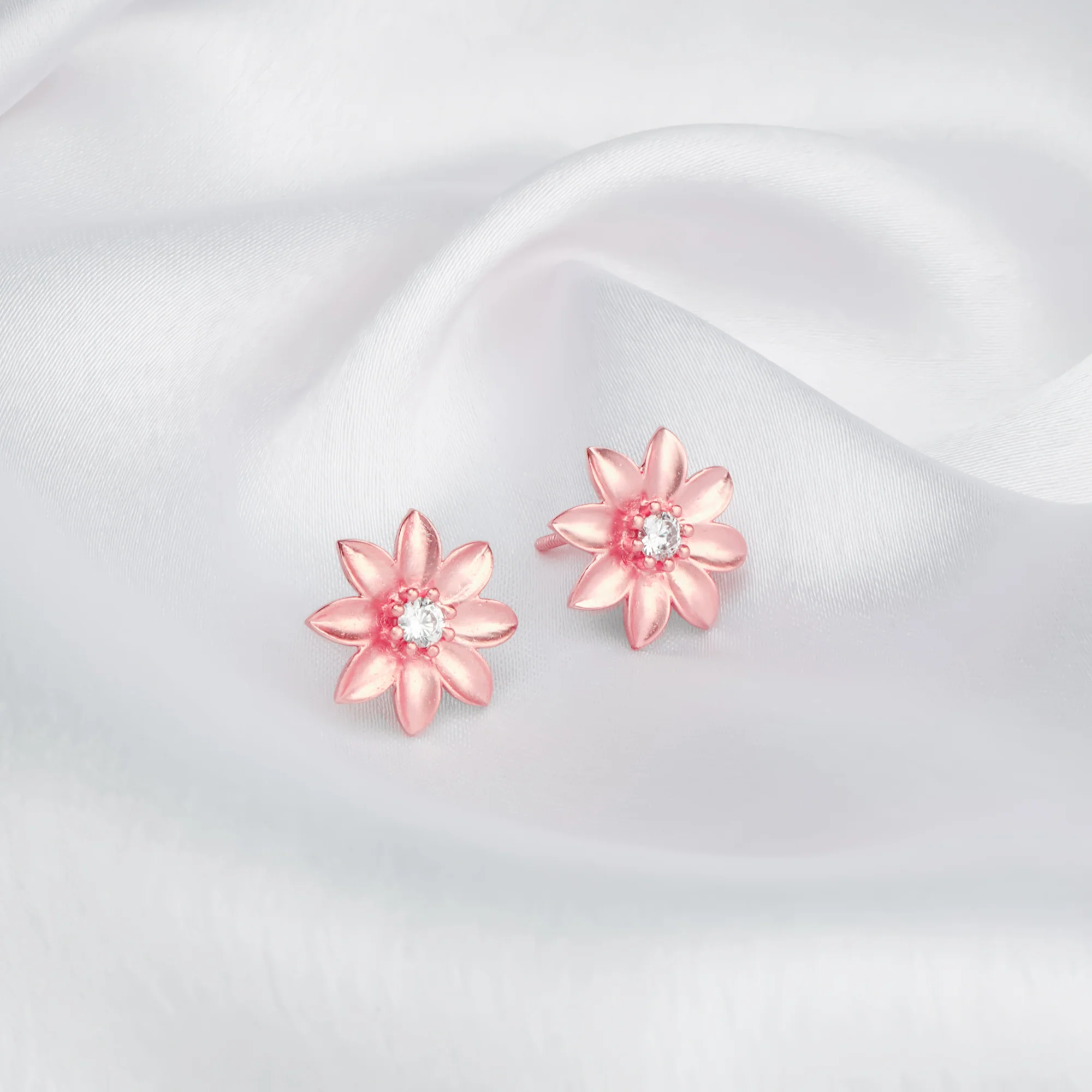 Rose Gold Magnolia Flower Studs - Image 2