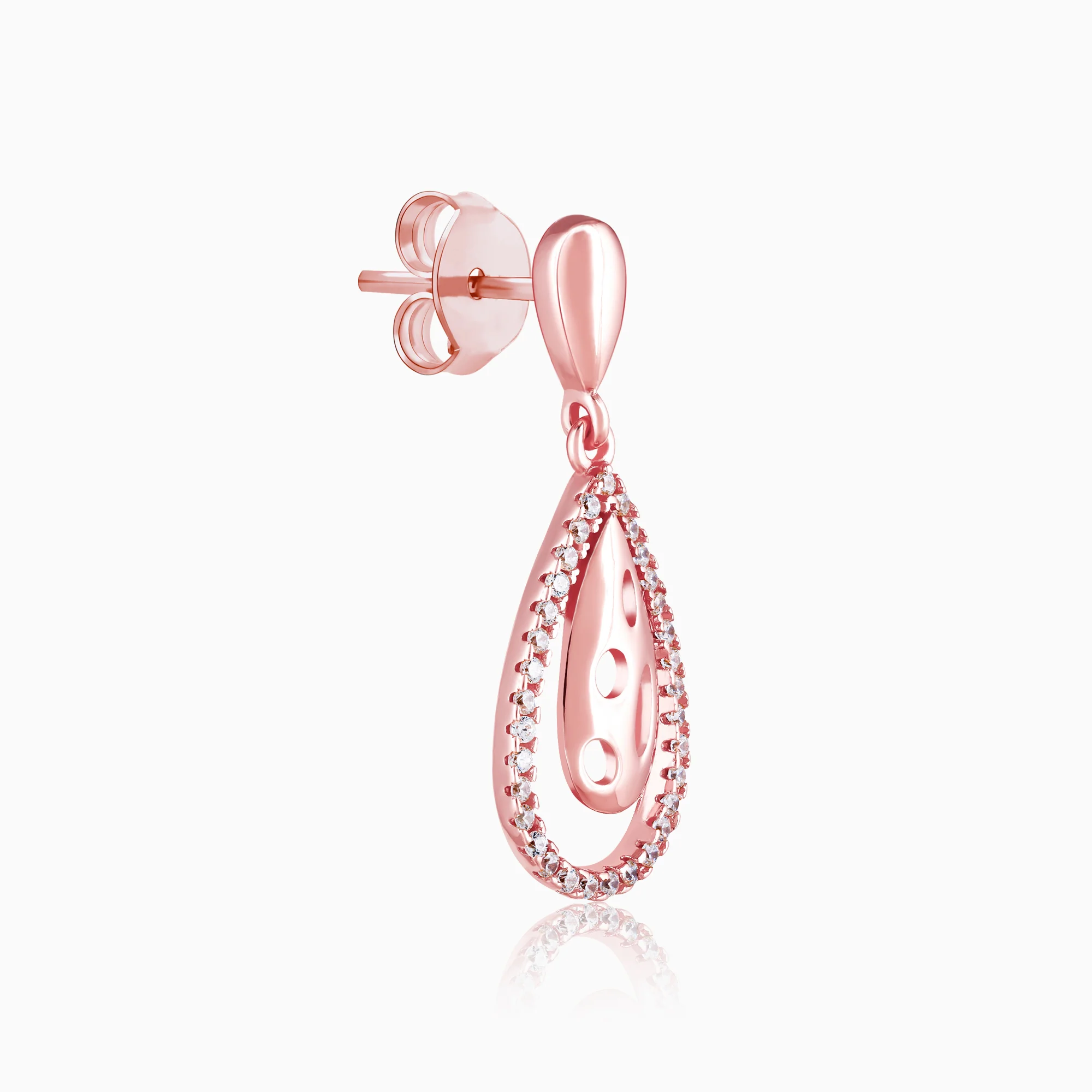 Rose Gold Intricate Teardrop Earrings - Image 4