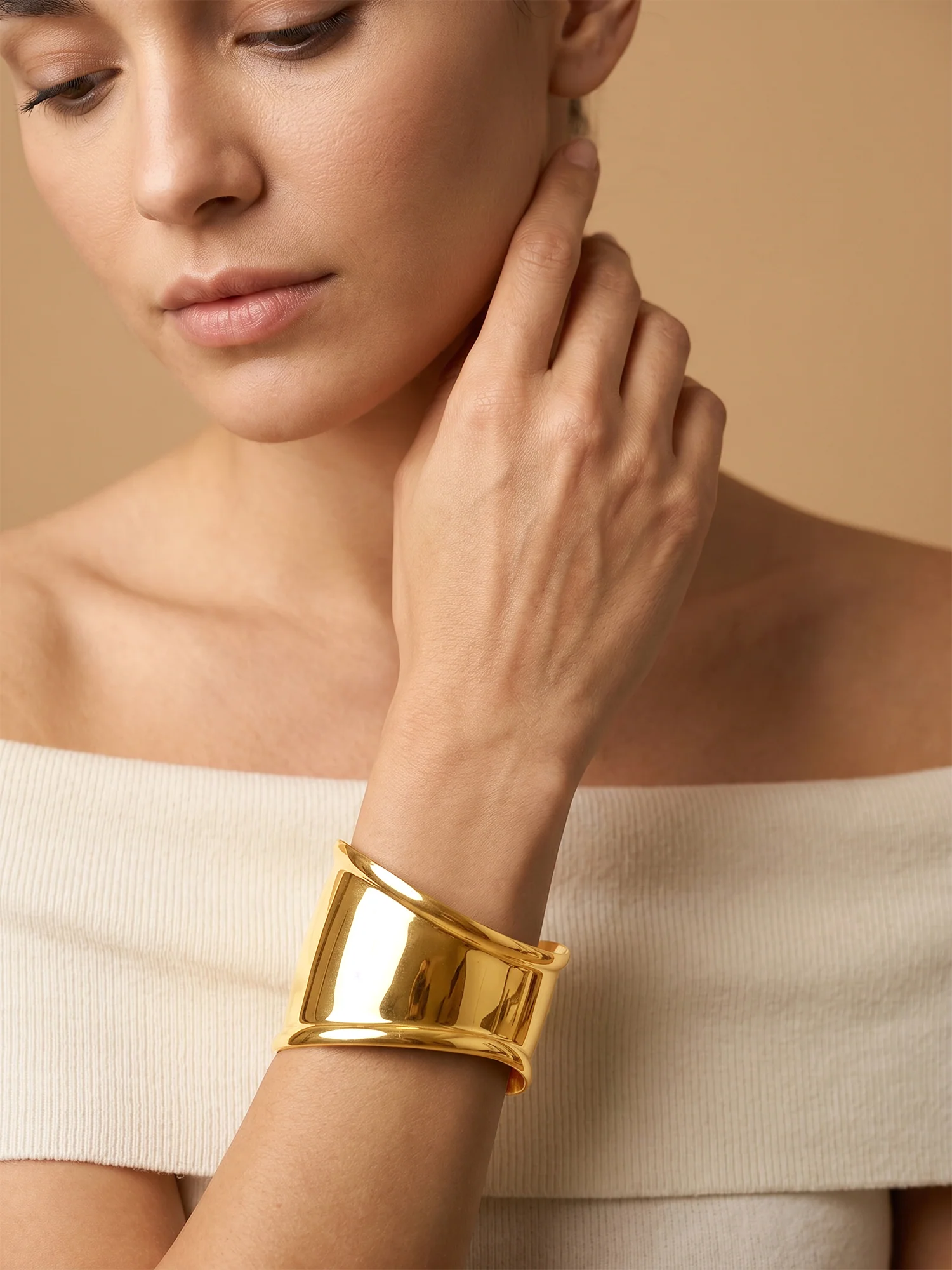 Thick Girl Gold Plated Cuff Bracelet - Image 3