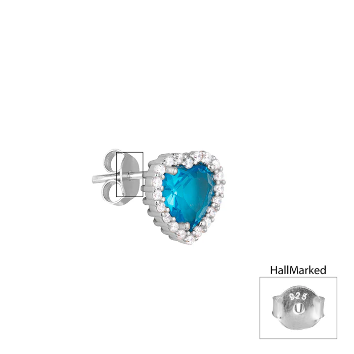 Silver Titanic Heart Of The Ocean Studs - Image 4