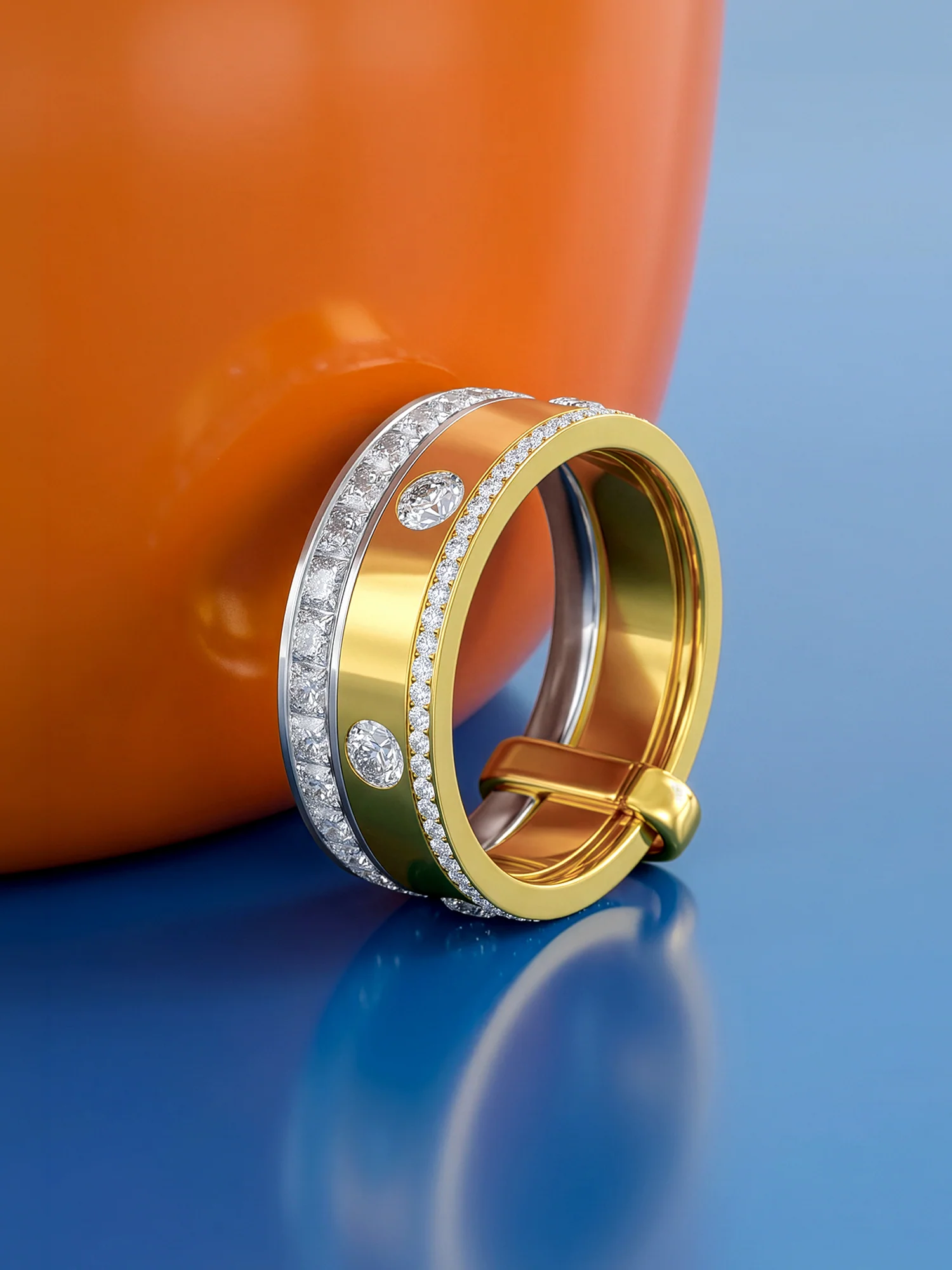 Triple Stack Dual Tone Layered Ring - Image 2