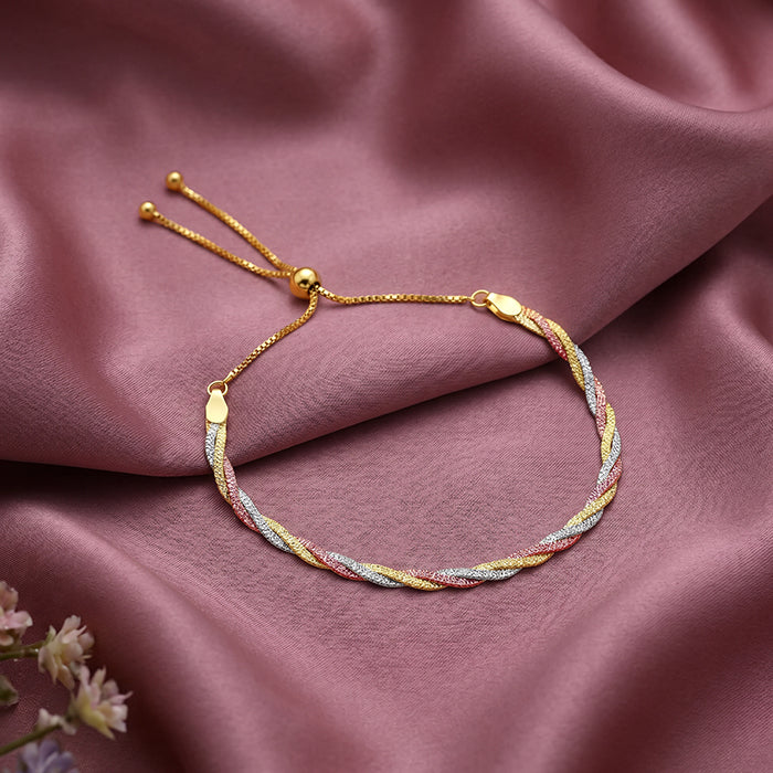 Triple Tone Flat Twist Silver Bracelet - Image 2
