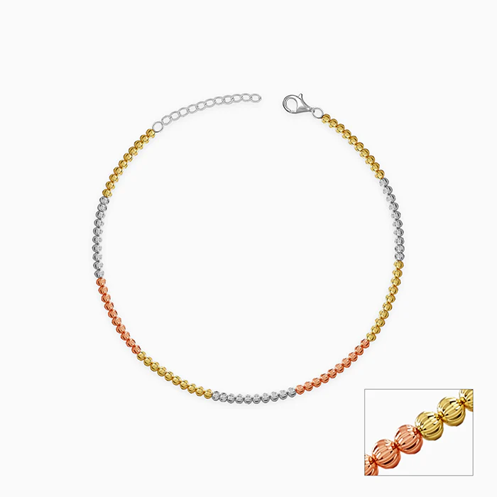 Triple Tone Triaura Silver Anklet - Image 3