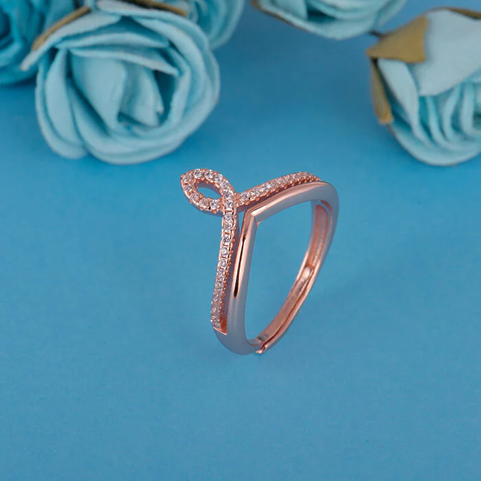 Rose Gold Zircon Flame Ring - Image 2