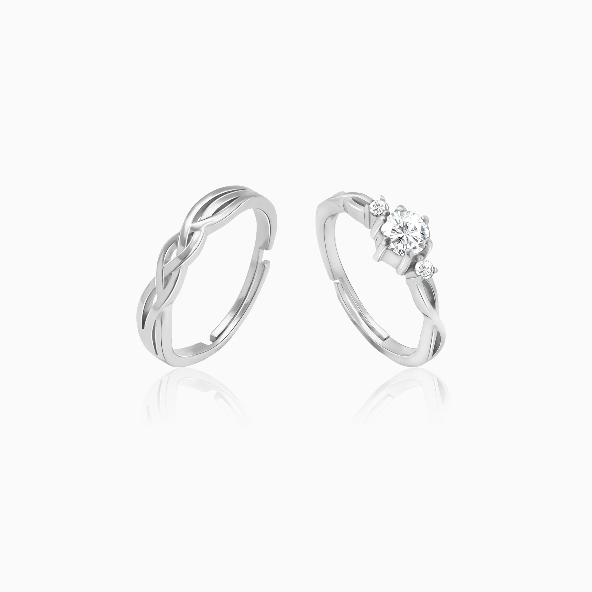Silver Elegant Love Couples Rings - Image 4