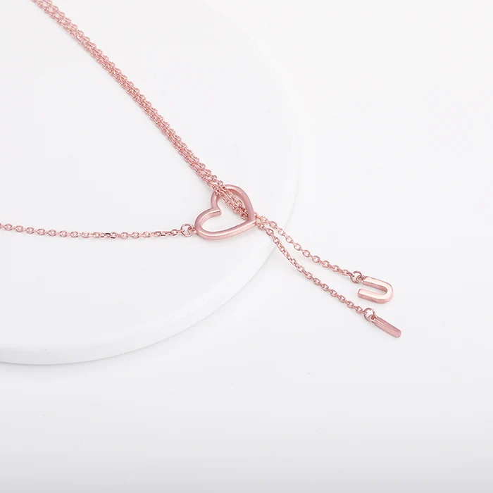 Rose Gold U&I Heart Necklace - Image 3