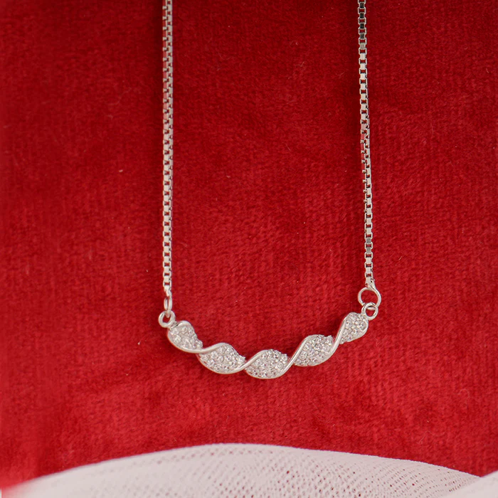 Silver Helix Zircon Necklace - Image 2