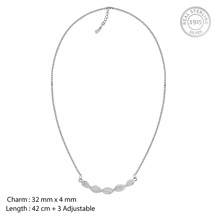 Silver Helix Zircon Necklace - Image 4