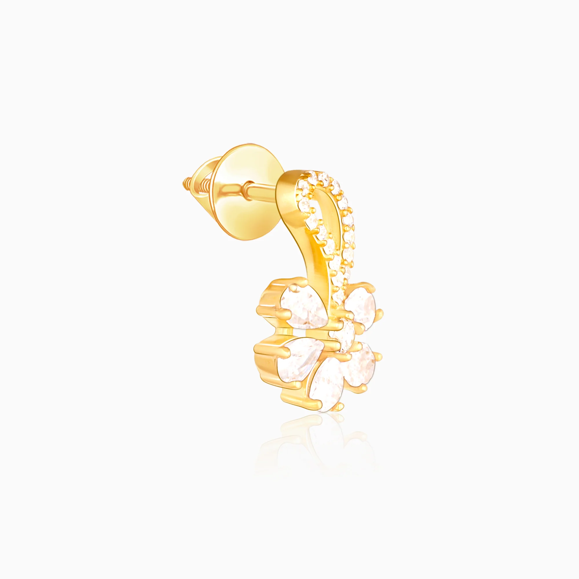 Golden White Floral Damsel Earrings - Image 4