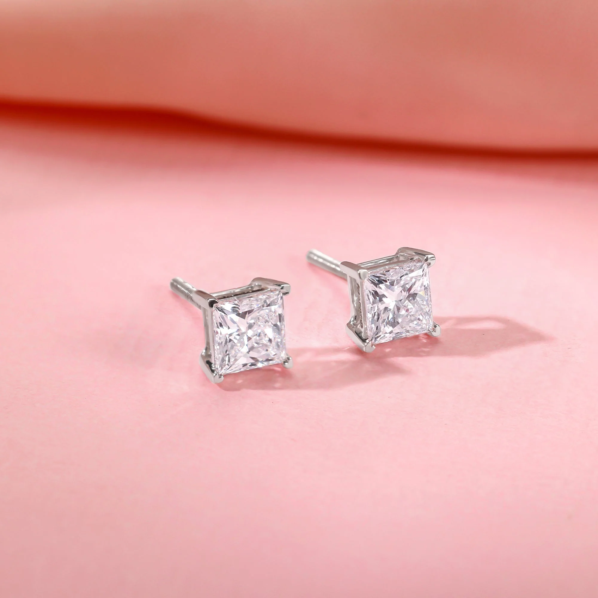 White Gold Classic Solitaire Lab Grown Diamond Studs - Image 2